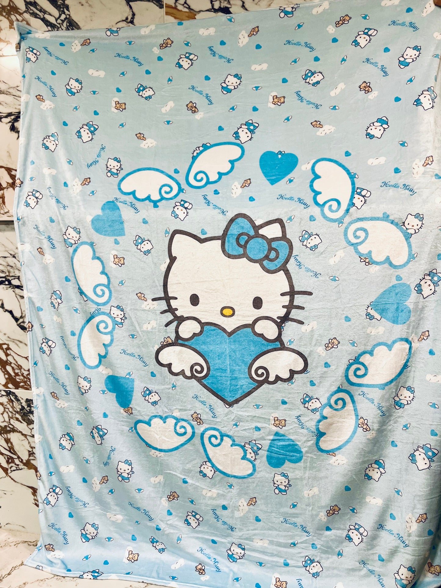 Hello Kitty Throw Blanket Blue