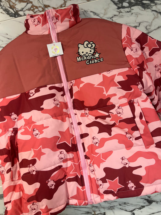 Camo Kitty Puff Jacket pink