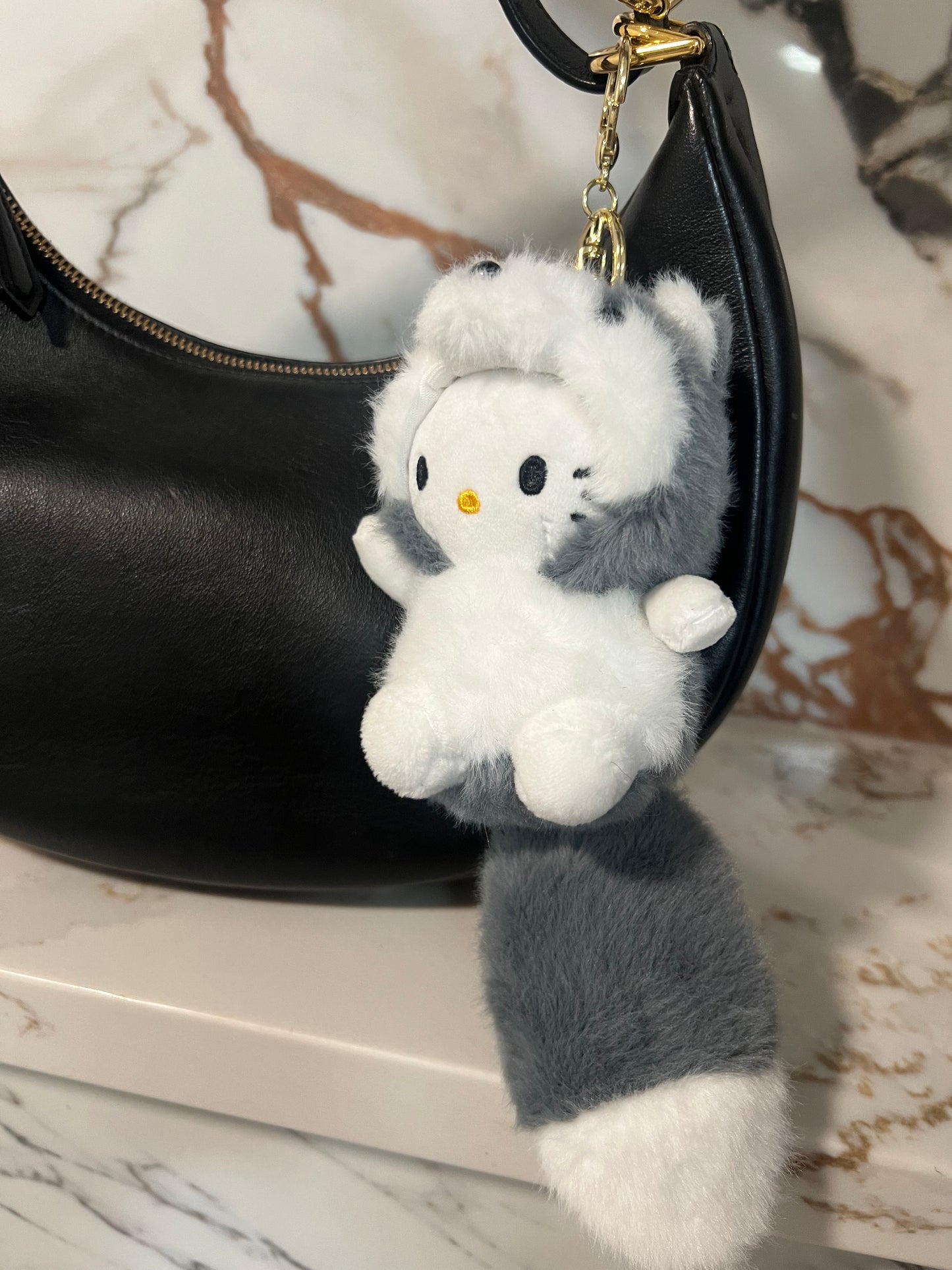 Kitty Keychain long Tail Grey