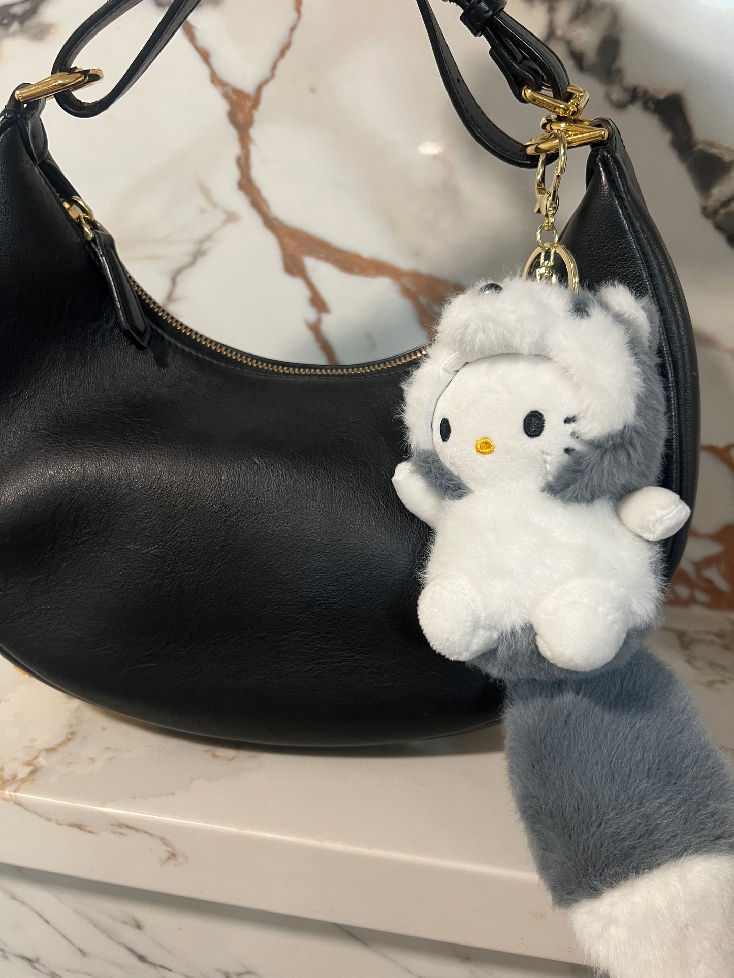 Kitty Keychain long Tail Grey