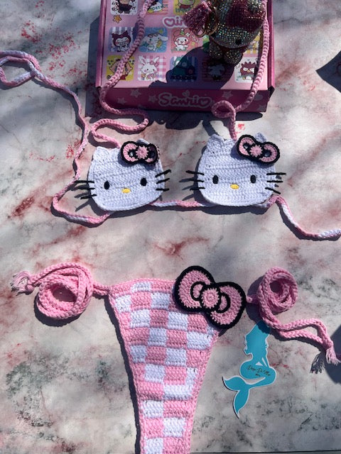 Pink Hello Kitty Crochet Bikini